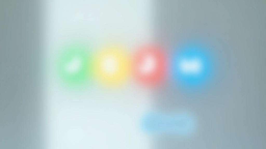 Vier große Indikatoren-Quadrate mit Status-Farben, jeder mit Symbol: Häkchen für Grün, Ausrufezeichen für Gelb, X für Rot, i für Blau