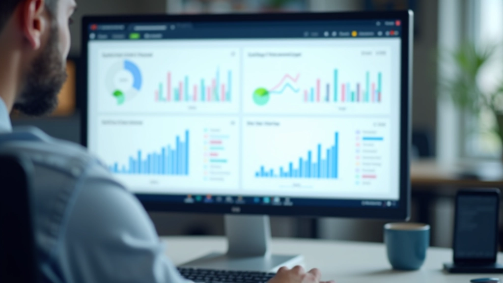 Bildschirm mit verschiedenen Diagrammtypen — Liniendiagramme, Balkendiagramme, Kreisdiagramme und Heatmaps nebeneinander